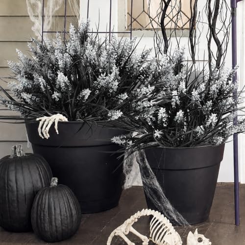 Black Artificial Flowers Outdoor Fake Plants Grass Halloween Decorations