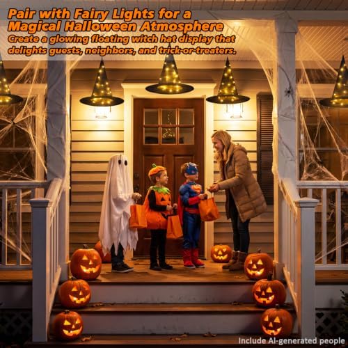 Legigo 24 PCS Halloween Decorations Witch Hat- Hanging Witch Hats with Rope