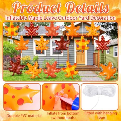 12 Pcs Fall Inflatable Leaf Classroom Decor Thanksgiving Large Maple Leaf