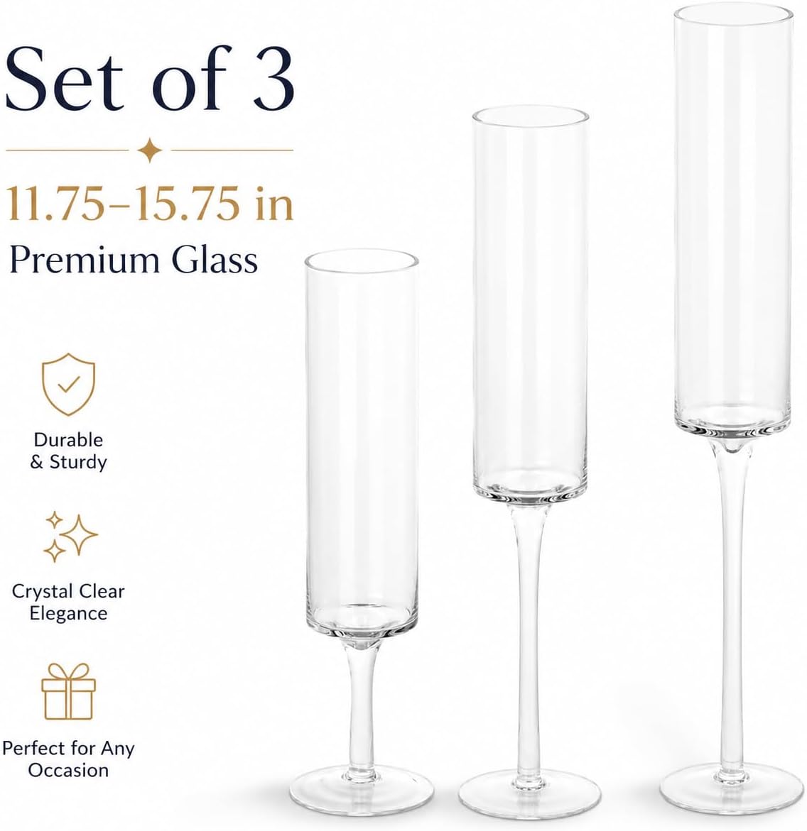 Koyal Wholesale Tall Skinny Floating Candle Holders, Modern Raised Slim Glass Hurricane Pedestal Candles Holder for