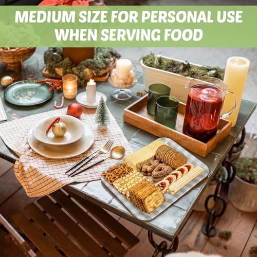 Vesici 3 Pcs Sage Green Gingham Serving Trays 13 x 10 Inch Melamine Platter