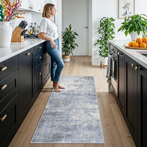 2x6 Non-Slip Entryway Area Rugs: Washable Stain Resistant Kitchen Carpet Low Pile Printed Doormat Soft Nursery Runner