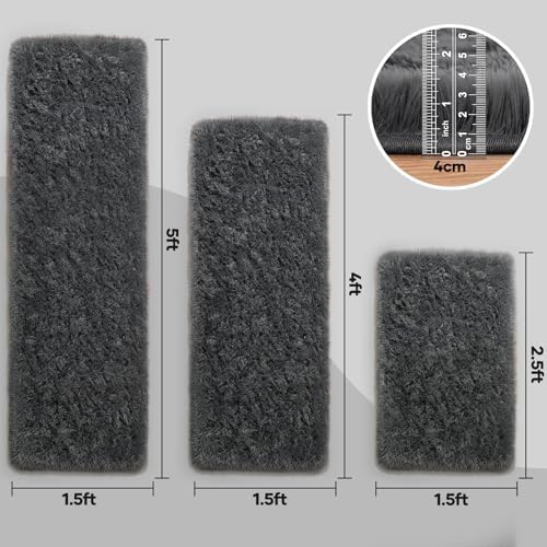 Ophanie Small Rug Washable Non Slip Throw Bedside Area Rugs, Fluffy Soft Mini Bedroom Carpet, 1.5x2.5，1.5x4 and 1.5x5
