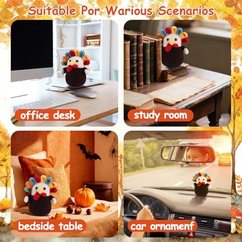 Happy Thanksgiving Gifts Crochet Turkey - Handmade Crochet Turkey Animal for Kids Women Men Family Friends, Fall Thanksgiving Basket Stuffers with Card&Box for Table Desk Home Decoration