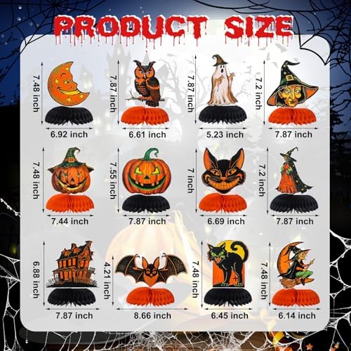 AmazingSpark 12 Pcs Halloween Honeycomb Centerpieces Vintage Party