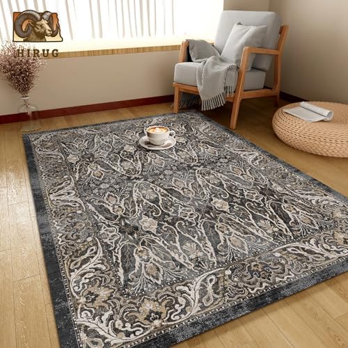 Washable Area Rug 3' x 5 ' Vintage Traditional Persian Mat - Foldable Distressed Non-Slip Machine Washable Carpet for