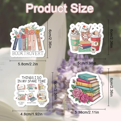 100 Pcs Book Lover Reading Stickers Vintage Bookish Sticker