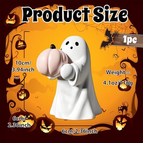 Halloween Ghost Figurine Funny Pumpkin Ghost Statue Ghost Decoration Holding for Gift Props Tabletop Home Decor Best Gifts for Anniversary Weddings