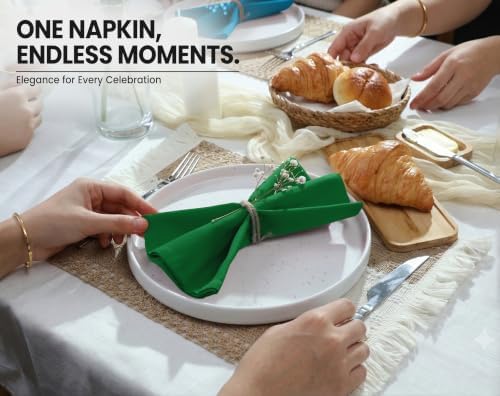 Ruvanti Cloth Napkins Set of 6, Cotton Enrich 18”x18” - Dark Green