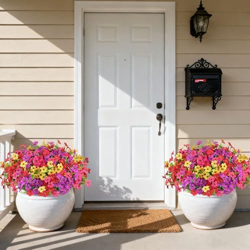 16PCS UV Resistant Artificial Flowers for Outdoors, Mix 4 Colors