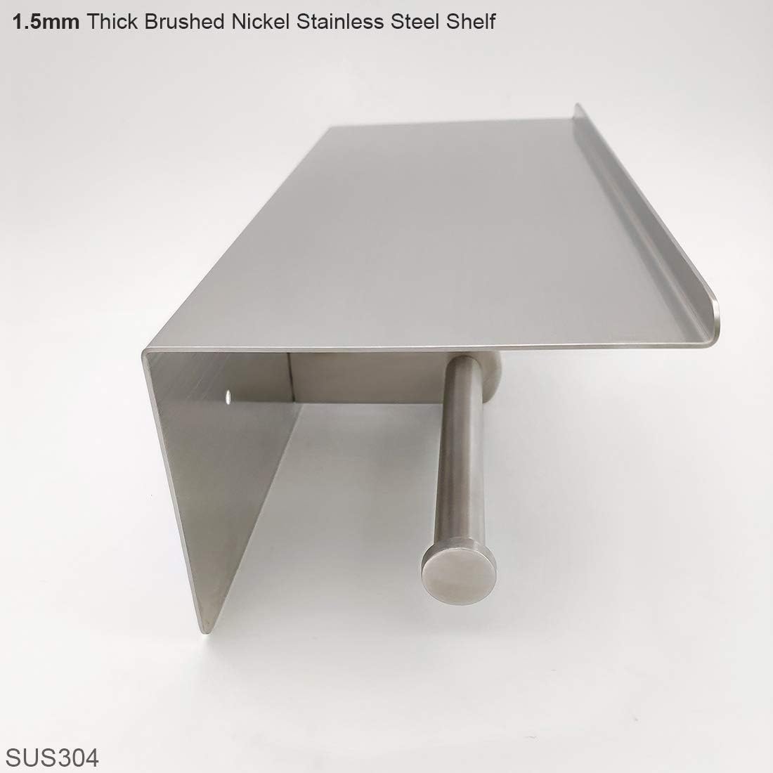 Large Double Toilet Paper Holder with Shelf, GZILA Dual Toilet Paper Rolls Holder Wall Mounted, Bathroom Mobile Phone