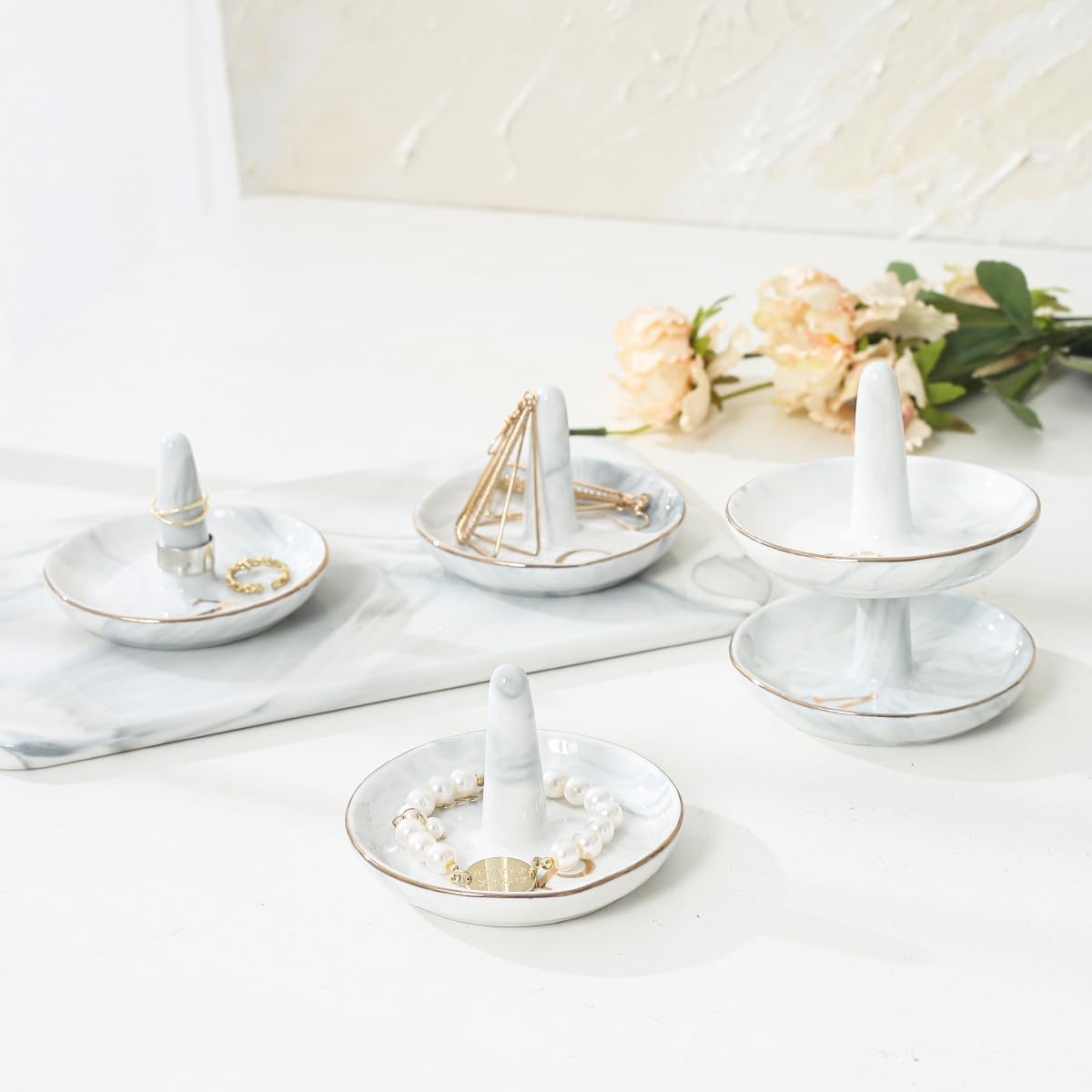 Personalised Marble Letter Ring Dish Holder / B