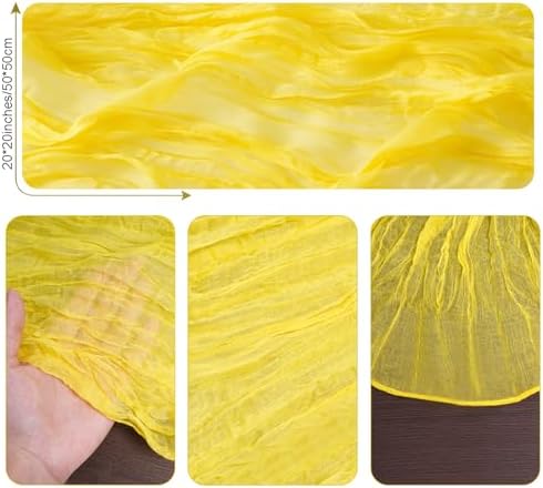 Nydotd 6pcs Cheesecloth Napkins 20 x 20 Inch Boho Dinner Napkins Wrinkled Rustic Linen Table Decorative Cloth Napkins for Wedding Party Baby Shower Family Everyday Use (Lemon Yellow)