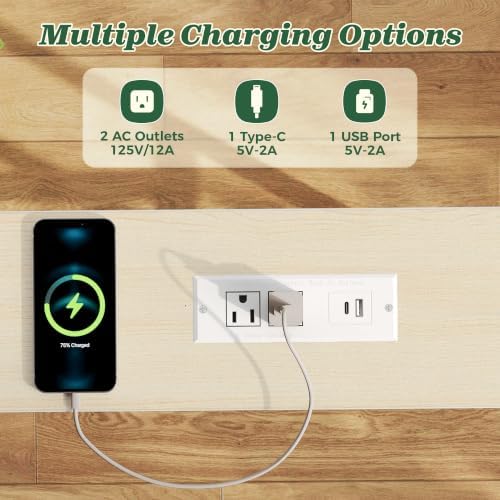 SUPERJARE 39.4 inch Narrow Behind Couch Table with Charging Stations