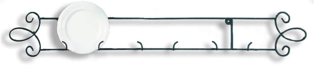 TRIPAR Horizontal Plate Rack, Black Display (3 Place) - Durable & Sturdy Metal Finish with Scroll Designs - Beautifully