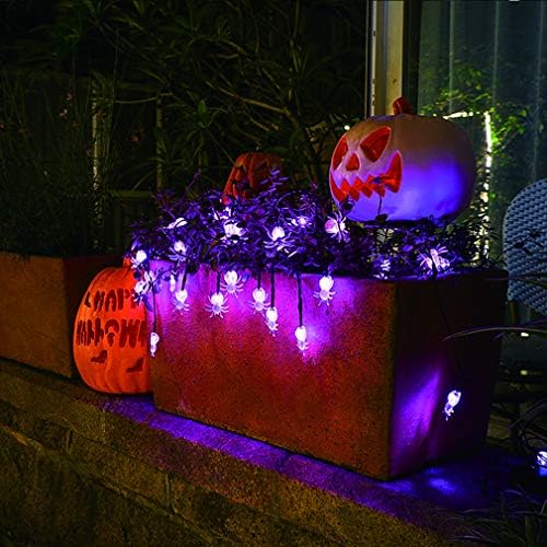 Solar Halloween String Lights,2 Pack 30 LED Spider Lights Each