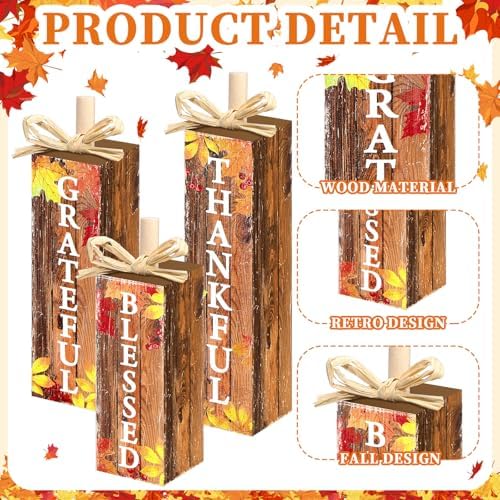 Redbaker 3 Pcs Fall Decorations for Home, Thanksgiving Maple Leaf Decor