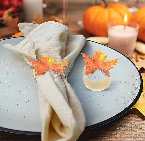 100 Thanksgiving Paper Napkin Rings Disposable Maple Leaf Holders