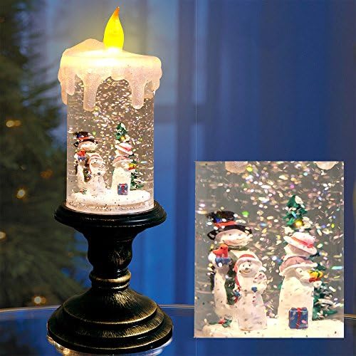 Eldnacele Snowman Christmas Snow Globe Flameless Candle Battery Operated
