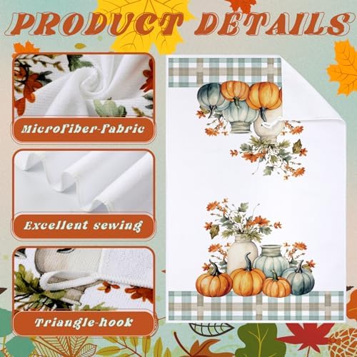 Geyoga Set of 6 Fall Kitchen Towels Autumn Dish Towels Pumpkin Hand Towel