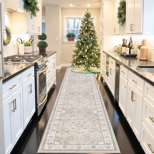 Hallway Washable Runner Rug - 3x16 Kitchen Rugs Entryway Rug Runner Vintage Soft Floor Mat Non Slip Indoor Farmhouse