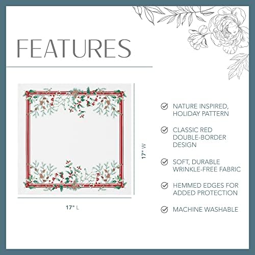 Winter Holiday Berry Fabric Napkin Set of 4, Multicolor - 17" W x 17" L