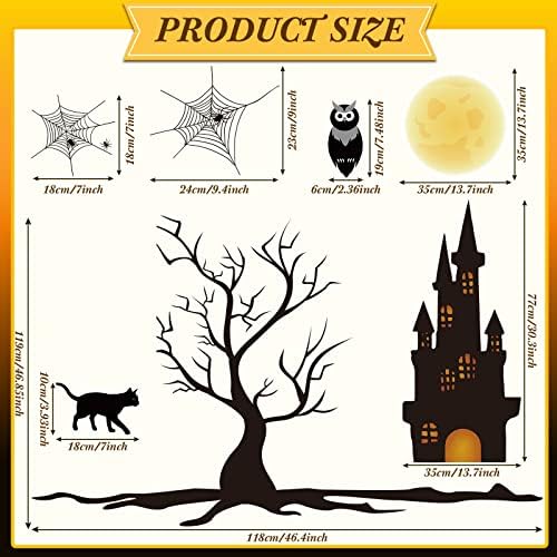 TaoBary 4 Sheet Large Halloween Window Clings Double Sided Witch Pumpkin