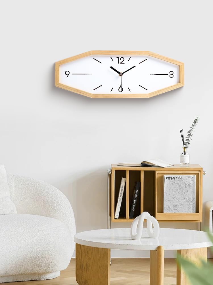 Wooden Retro Wall Clocks, 18 Inches Square Clocks Rectangular Wall Clock | Battery Operated Silent Non-Ticking, for