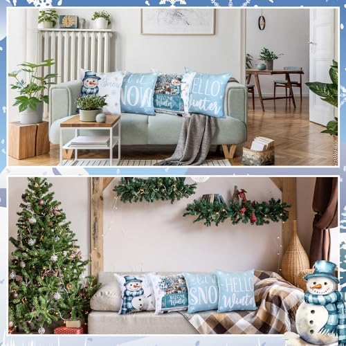 GlikCeil Set of 16 Winter Pillow Covers 18 x 18 Inch Seasonal Throw Pillow Covers Christmas Holiday Pillowcases Decorative Cushion Pillowcases for Farmhouse Home Couch Sofa Decor