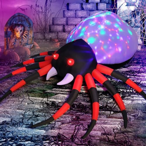 GOOSH 5 FT Halloween Inflatable Spider Outdoor Decoration with Magic Light Blow Up Yard Spider Inflatables Holiday Inflatables for Outdoor Yard Garden Lawn Decor