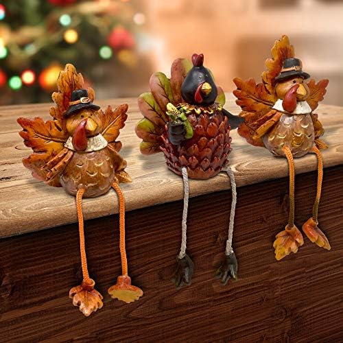 Thanksgiving Turkey Ceramic Shelf Sitters Decorations 3 Pack Table Topper