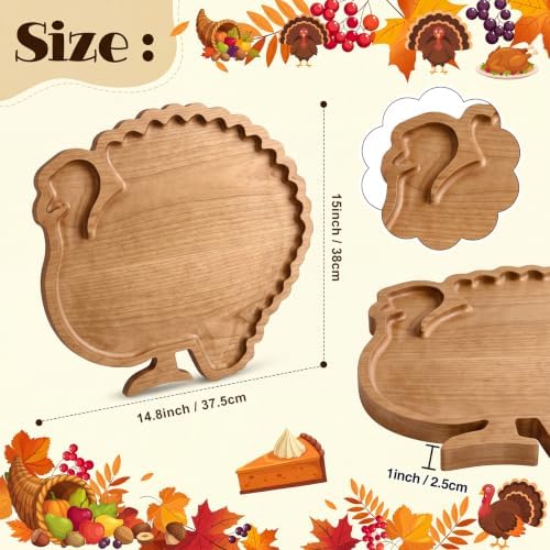 Sliner Turkey Charcuterie Board Wooden Thanksgiving Serving Platter Tray