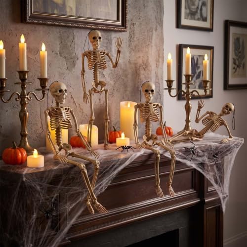 5 Pack 16 Inch Halloween Skeleton Decoration Spooky Prop for Indoor Outdoor