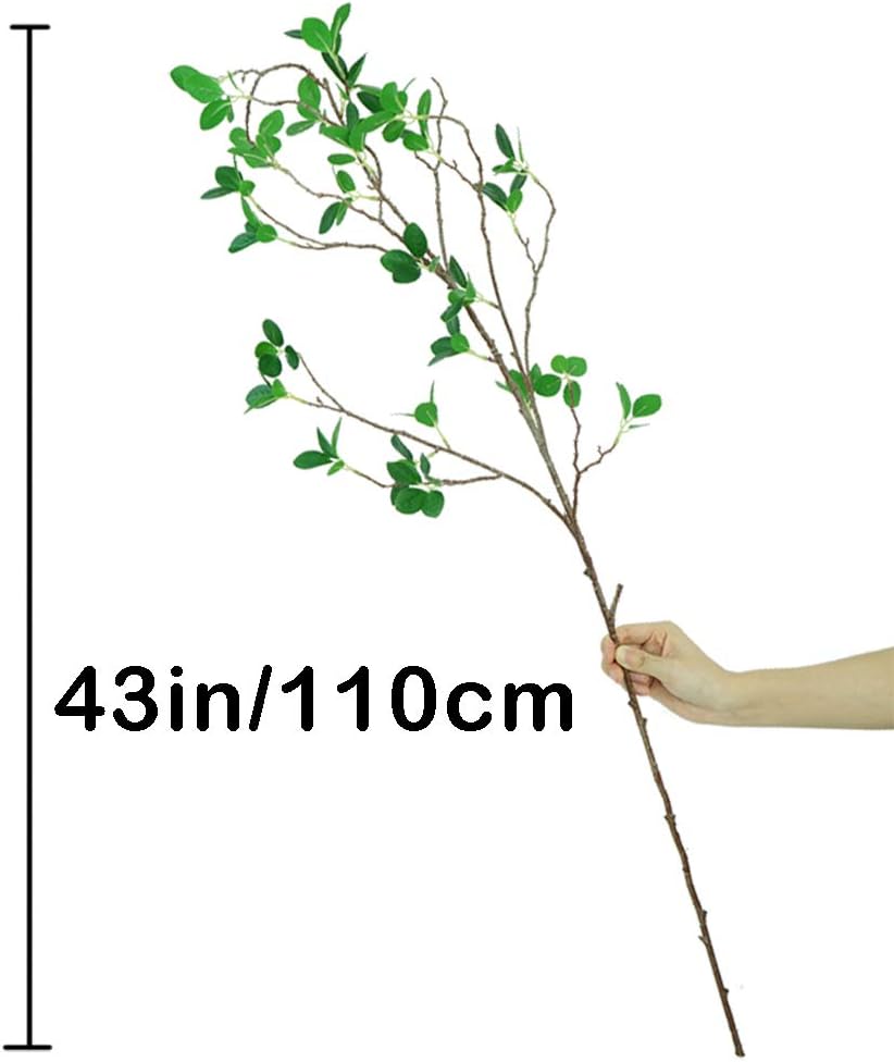 43" Artificial Greenery Stems Plants Faux Leaf Eucalytus Branches Ficus Twig Fern / Green / Set of 4