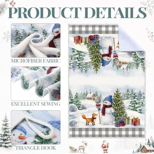 Bencailor 6 Pcs Christmas Kitchen Towel, Grey Plaid, Pine Forest