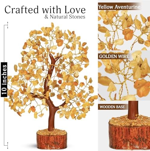YATSKIA Yellow Aventurine Crystal Tree | Positive Energy Crystals Gem Tree | Crystals and Stones | Coffee Table Decor