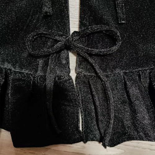 Velvet Christmas Tree Skirt Black 36 inch Ruffled Holiday Tree Skirt for Rustic Xmas Tree Decoration