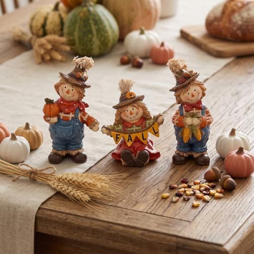 Fall Decorations for Home Scarecrow Decor Figurines Resin Tabletop Statue