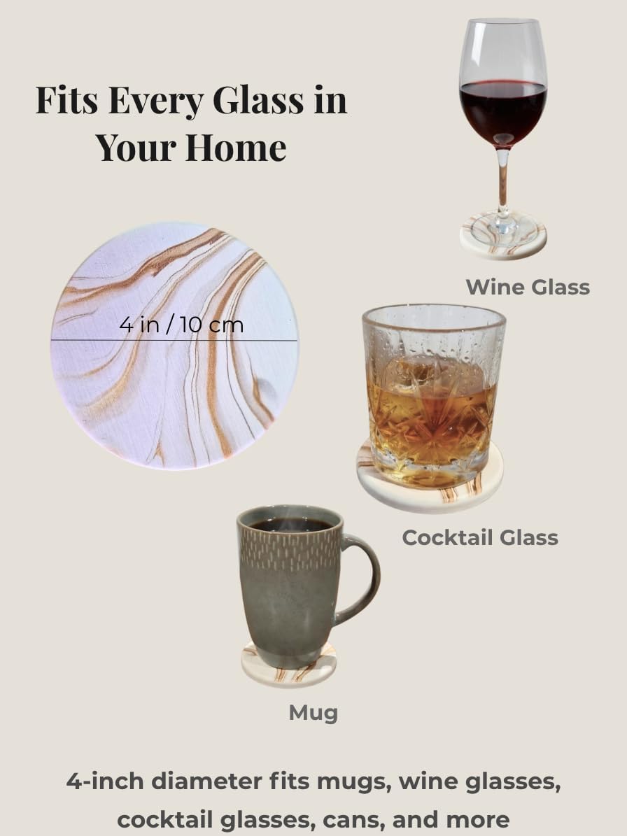 Holder / Absorbent Stone Coasters / Set of 6