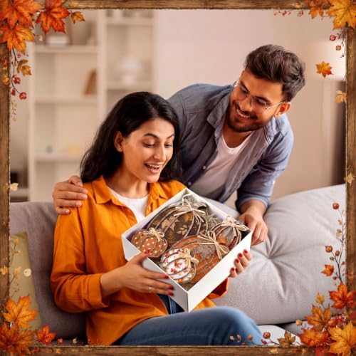 5 Pcs Fall Retro Pumpkin Decor for Home Autumn Wooden Table Centerpiece