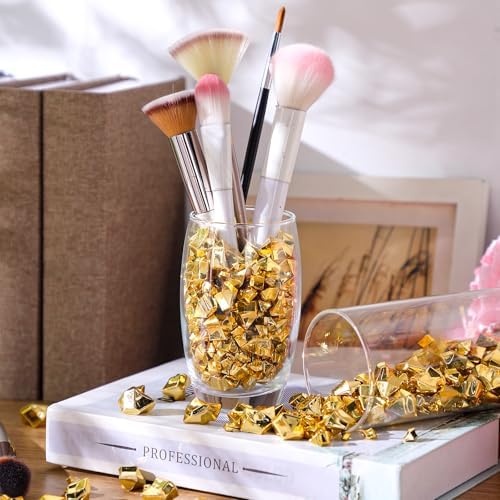 Syhood 570 Pcs Gold Acrylic Gems Plastic Crystals