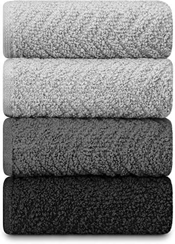 DecorRack 100% Cotton Kitchen Towels 15x25 in, Gray Set (Pack of 4)