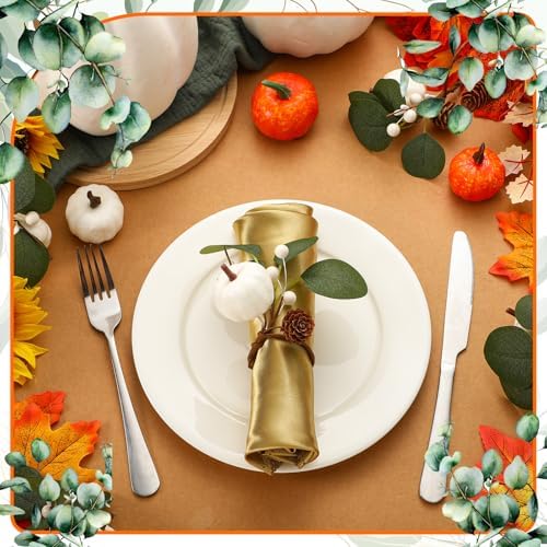 Teenyyou Set of 6 Fall Napkin Rings White Pumpkin Ring Holder