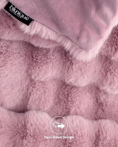 Ultra Soft Cozy Faux Fur Throw Blanket, Fuzzy Plush Thick Bubble Blanket, Oversize Luxury Fluffy Blanket for Couch
