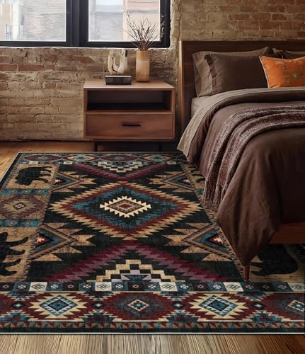 YIHOUSE Washable Western Cabin Area Rugs 5x7
