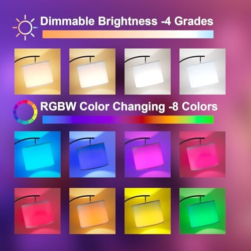 Ambimall Floor Lamps with Smart Light Bulb, RGB + Color Temperatures Bright Dimmable Smart Floor lamp(White Shade &