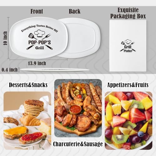 R HORSE Melamine Grill Platter Gift, BBQ White Oval Serving Tray Plate