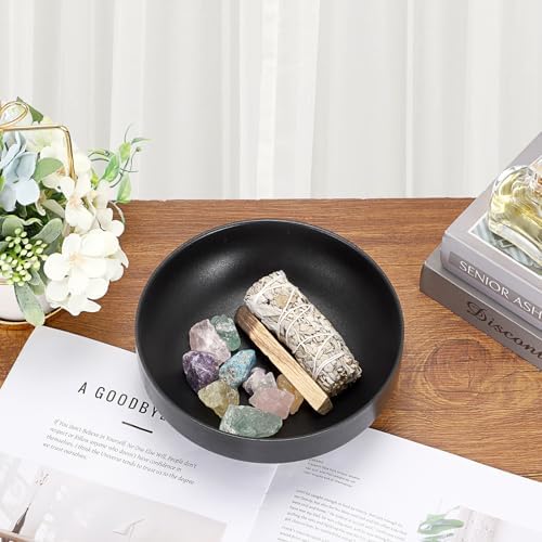 Key Holder Bowl for Entryway Table Round Catchall Bowl for Coin Fruit Holder / 7.4 Inches / Black