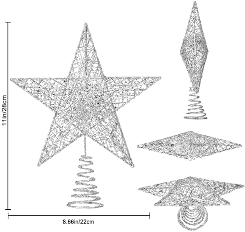 Christmas Tree Toppers Glitter Silver Star for Christmas Tree Decoration