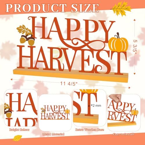 Metal Happy Harvest Sign Decorations for Home Party Shelf Mantel